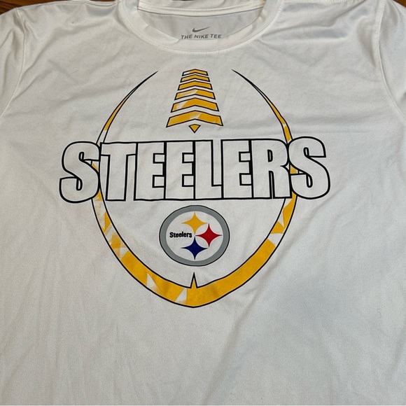 Nike Dri Fit Polyester Pittsburgh Steelers NFL White M Short Sleeve T Shirt Mens - Picture 2 of 5